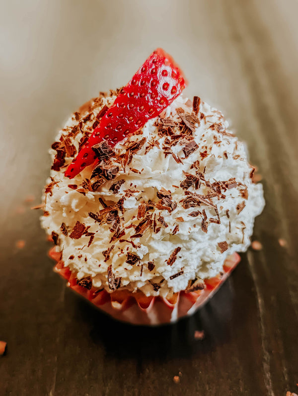 Vanilla Cupcake with Cream & Strawberries